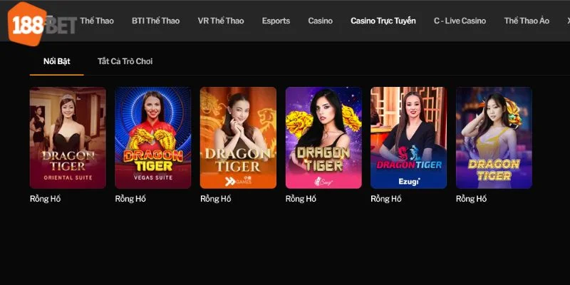 Cá Cược Bài Rồng Hổ Online - Mẹo Chơi Thắng Lớn Tại 188BET 3 Lựa chọn sảnh chơi rồng hổ mà mình yêu thích.